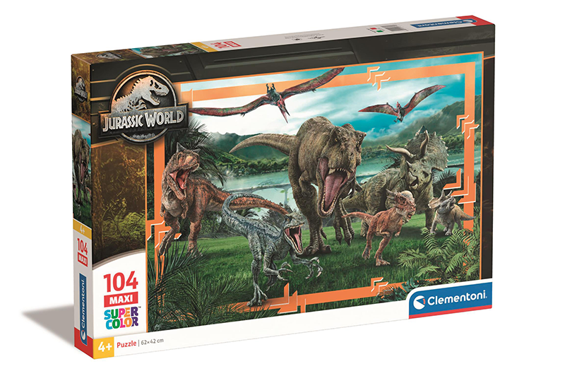 Zdjęcia - Puzzle i mozaiki Clementoni Puzzle CLEM Maxi 104 el. „Jurassic World” – duża układanka 62x42 cm dla dzieci 4+ (CLEM PUZZLE MAXI 104 EL JURASS